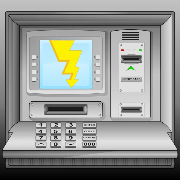Icono de iluminación en cajero automático vector de pantalla azul — Archivo Imágenes Vectoriales
