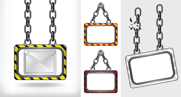 Message icon on chain hanged board collection vector — Stock Vector