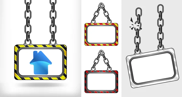 House icon on chain hanged board collection vector — Stock Vector