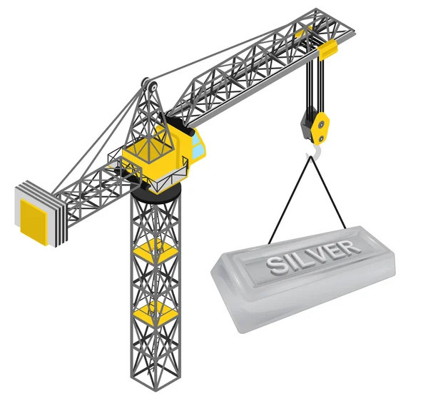 Barre d'argent accroché sur le vecteur de dessin de grue isolé — Image vectorielle