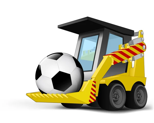 Pelota de fútbol en vehículo cubo vector de transporte — Vector de stock