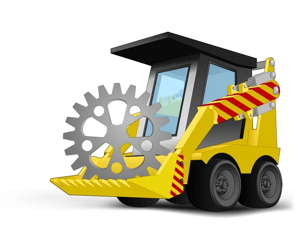 Roue dentée industrielle sur véhicule seau vecteur de transport — Image vectorielle