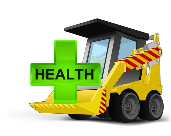 Health icon on vehicle bucket transportation vector — Stock Vector