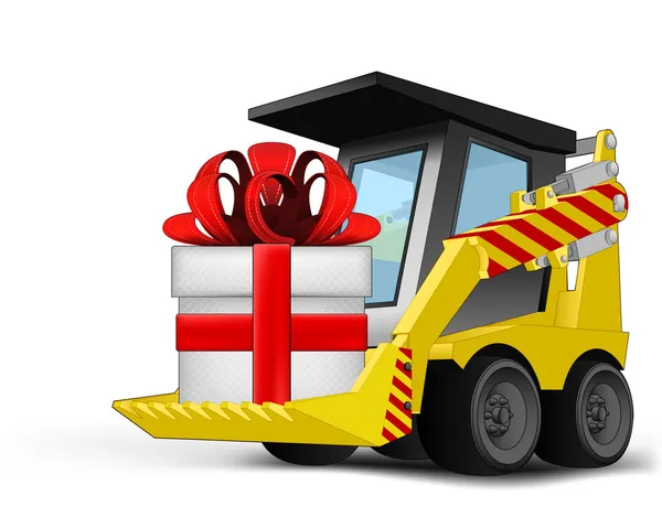 Caja de regalo en vehículo cubo transporte vector — Vector de stock