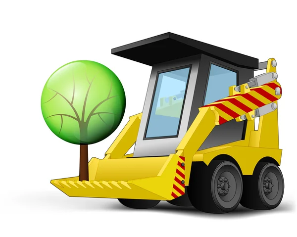 Laub Baum auf Fahrzeug Eimer Transport-Vektor — Stockvektor