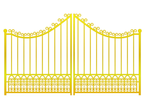 Isolated closed golden gate fence on white vector — Stock Vector