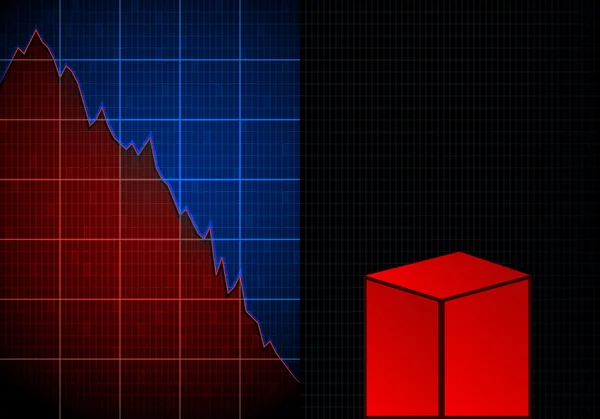 Graphique bleu rouge négatif avec vecteur de colonne — Image vectorielle