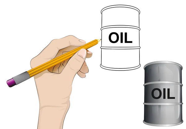 Barril de petróleo como vector de dibujo a mano humana aislada — Archivo Imágenes Vectoriales