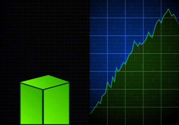 Gráfico azul verde positivo com vetor de coluna — Vetor de Stock