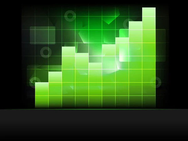 Graphique vert positif avec colonnes dans le vecteur de grille — Image vectorielle