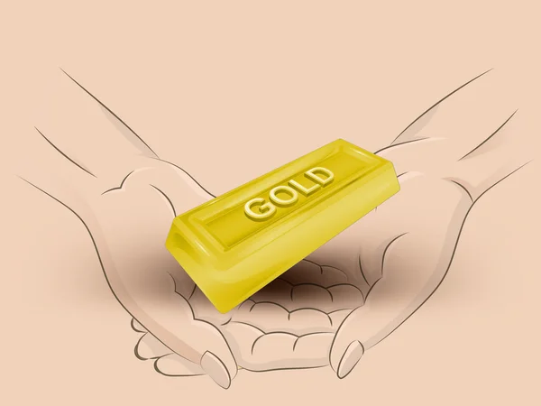 Golden bar hold two human hands across vector — Stock Vector