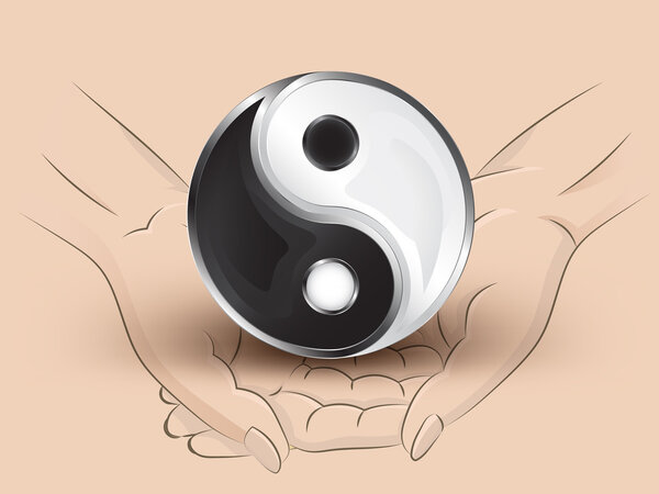 jing balance icon hold two human hands across vector