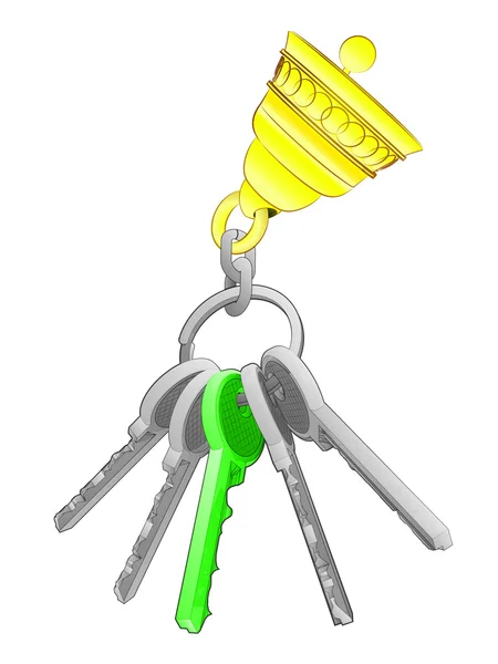 Zlatý zvon na kroužek na klíče — Stockový vektor