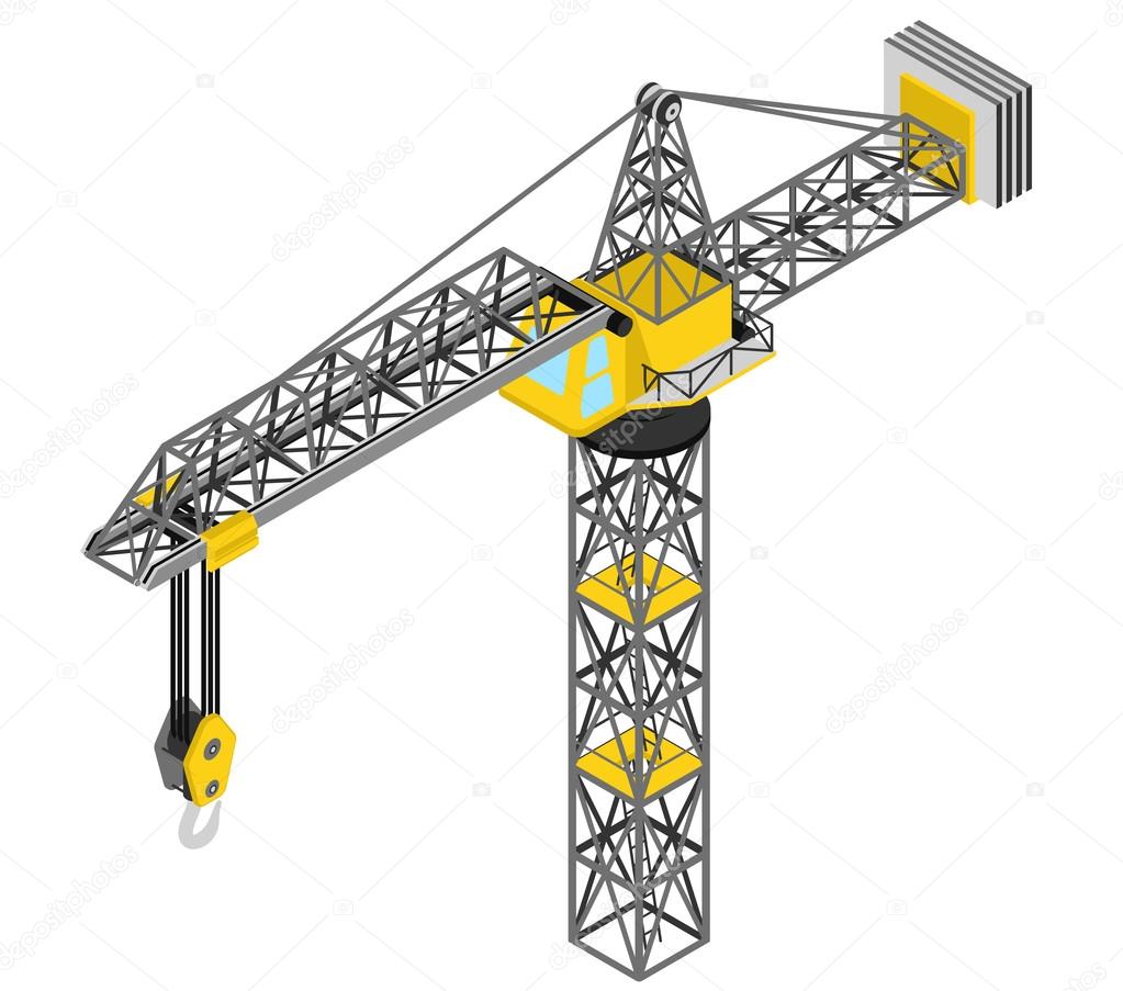 isolated crane structure isometric front view vector