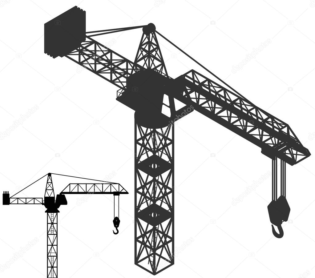 crane vehicle structure silhouette pack vector