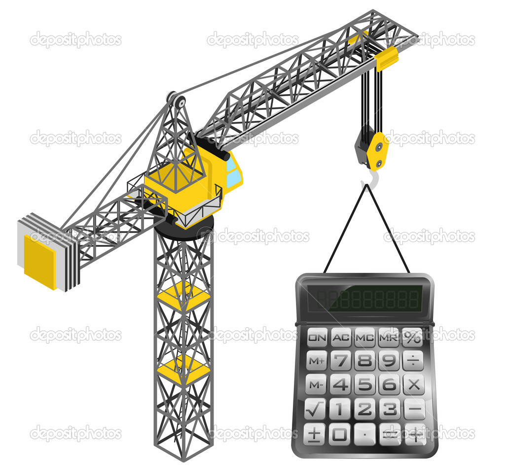 calculator hanged on isolated crane drawing vector