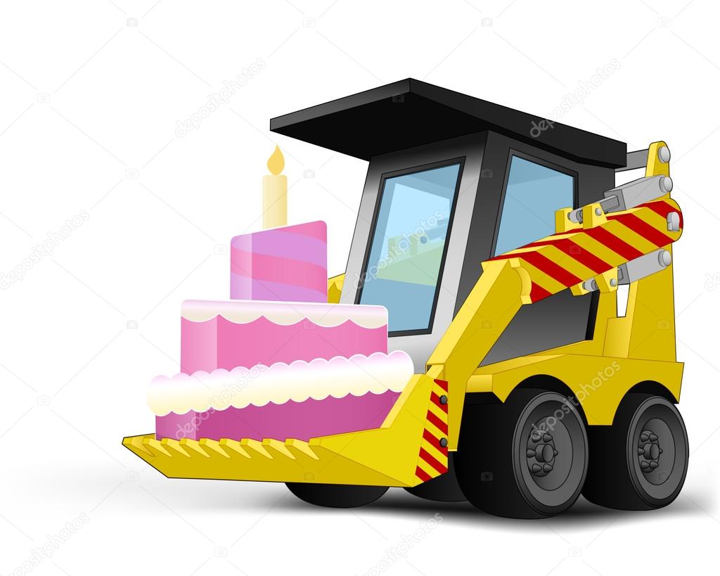 fancy cake on vehicle bucket transportation vector