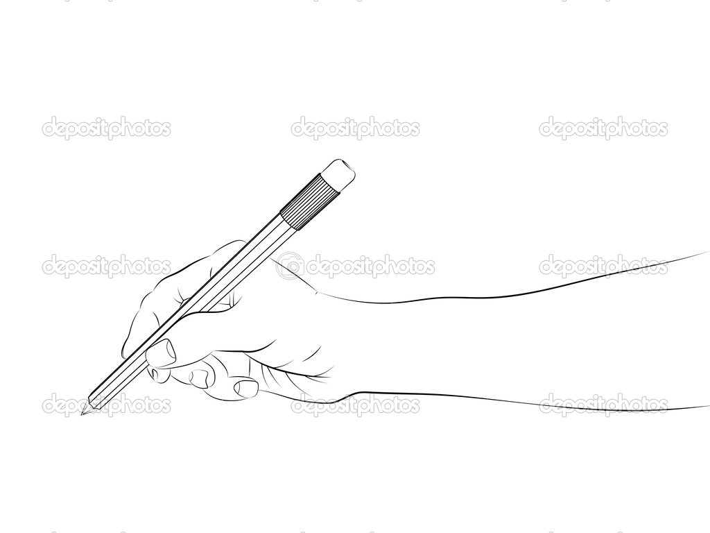 isolated human hand side view holding pencil sketch vector