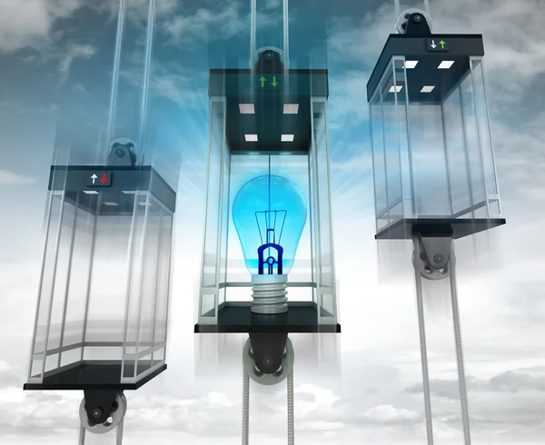 Lâmpada azul no elevador do meio — Fotografia de Stock