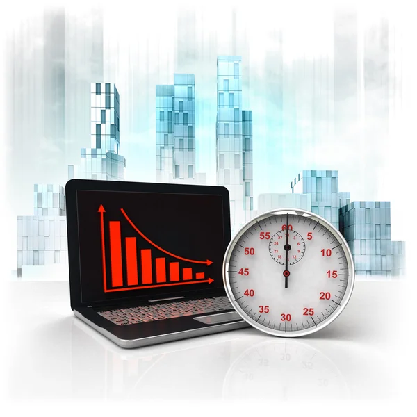 Stoppur timer med negativa online resultat i affärsområde — Stockfoto
