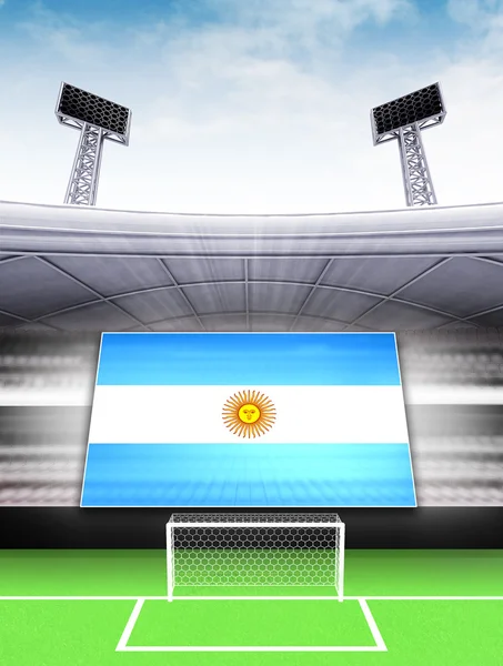 Банер прапор Аргентини у сучасний футбольний стадіон — стокове фото