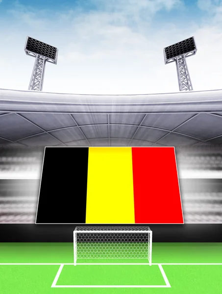 Bandera de la bandera de Bélgica en el estadio de fútbol moderno — Foto de Stock