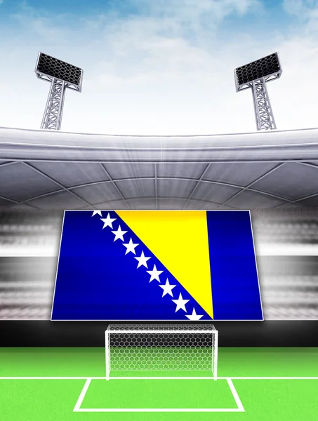 Bandeira da Bósnia no estádio de futebol moderno — Fotografia de Stock
