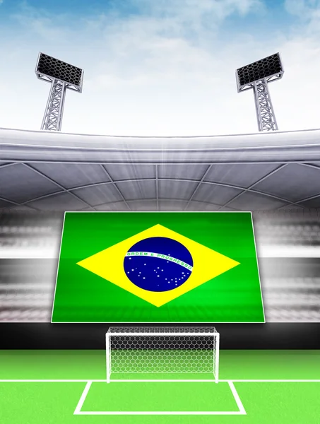 在现代足球体育场巴西旗旗 — 图库照片