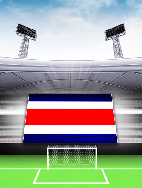 Bandera de la bandera de Costa Rica en estadio de fútbol moderno — Foto de Stock