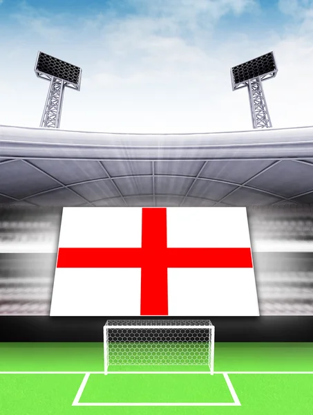 Engeland vlag banner in moderne voetbalstadion — Stockfoto