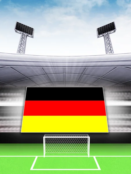 Bandeira da bandeira da Alemanha no estádio de futebol moderno — Fotografia de Stock