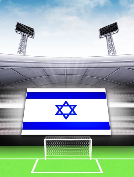 Bandera de la bandera de Israel en el estadio de fútbol moderno —  Fotos de Stock