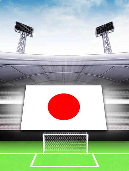 Bandeira da bandeira do Japão no estádio de futebol moderno — Fotografia de Stock