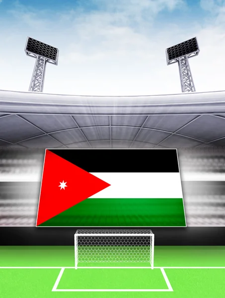 Jordanië vlag banner in moderne voetbalstadion — Stockfoto