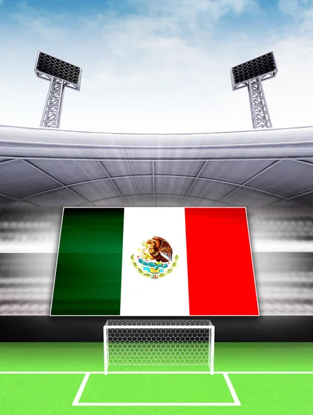 Bandeira da bandeira do México no estádio de futebol moderno — Fotografia de Stock