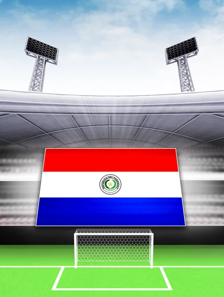Bandera de bandera de Paraguay en estadio de fútbol moderno — Foto de Stock
