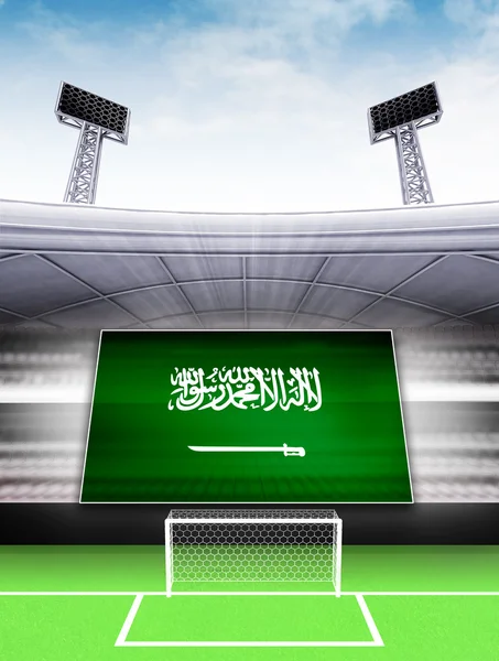 Bandeira da Arábia Saudita no estádio de futebol moderno — Fotografia de Stock