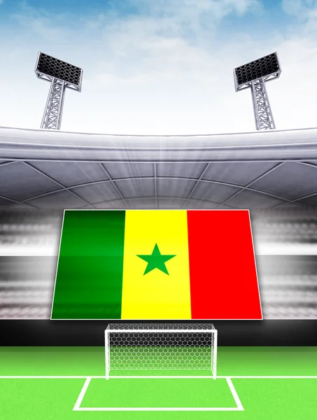 Bandeira da bandeira do Senegal no estádio de futebol moderno — Fotografia de Stock
