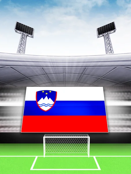 Bandera de la bandera de Eslovenia en estadio de fútbol moderno — Foto de Stock