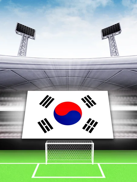 South Korea flag banner in modern football stadium — Stock Photo, Image