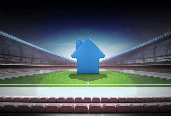 Home stadium building as icon in midfield of magic playground — Stock Photo, Image