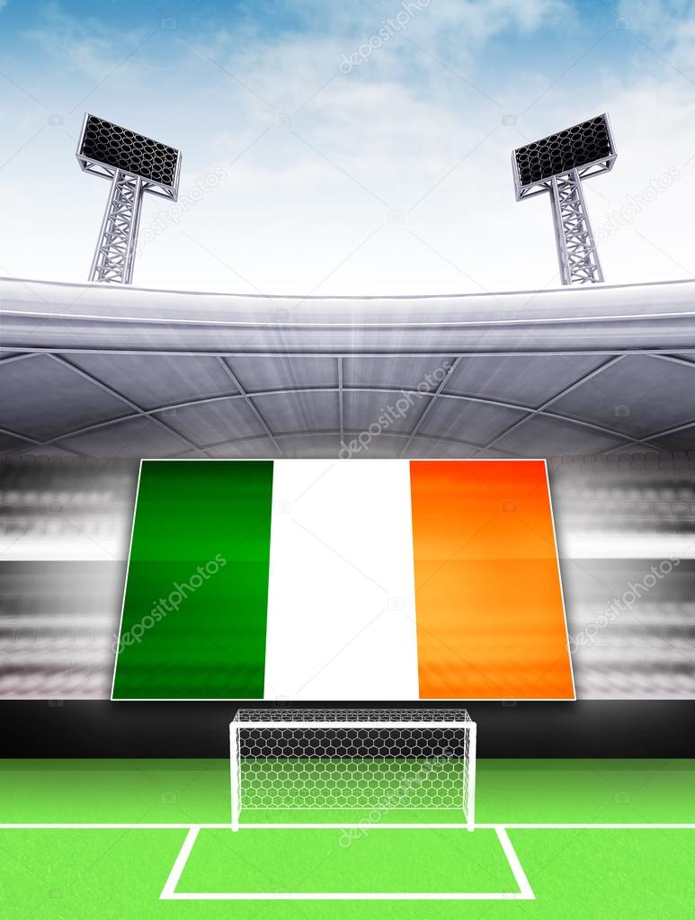 Ireland flag banner in modern football stadium