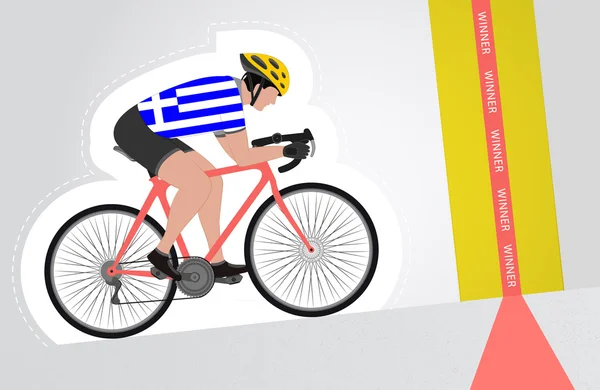 Cycliste grec monter à la ligne d'arrivée vecteur isolé — Image vectorielle