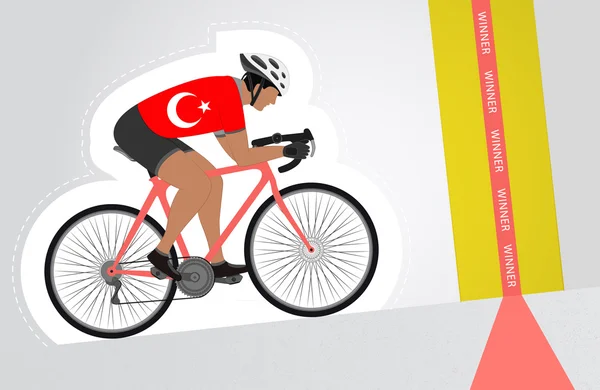 Pengendara sepeda Turki naik ke atas untuk menyelesaikan vektor garis yang terisolasi - Stok Vektor