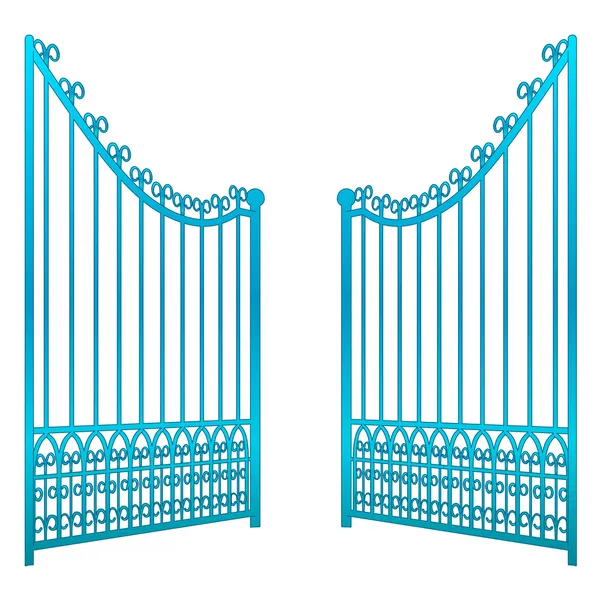 Isolated on white open iron gate fence vector — Stock Vector