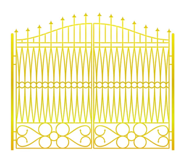 Isolated on white closed golden gate fence vector — Stock Vector