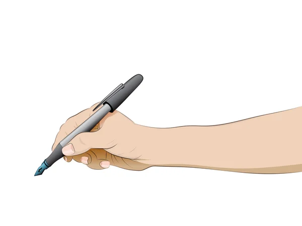 Geïsoleerde menselijke hand zijaanzicht bedrijf pen vector — Stockvector