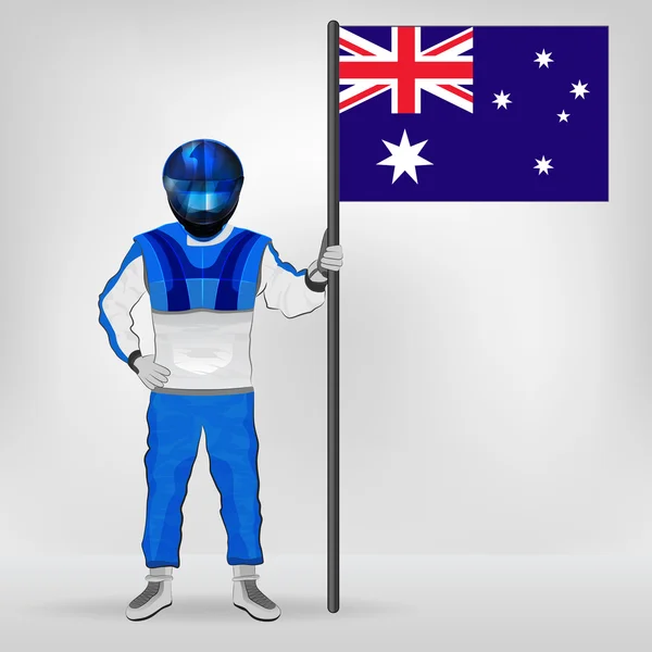 Standing racer holding Australian flag vector — Stock Vector