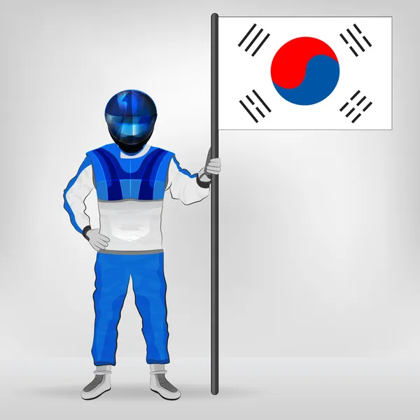 Standing racer holding South Korean flag vector — Stock Vector