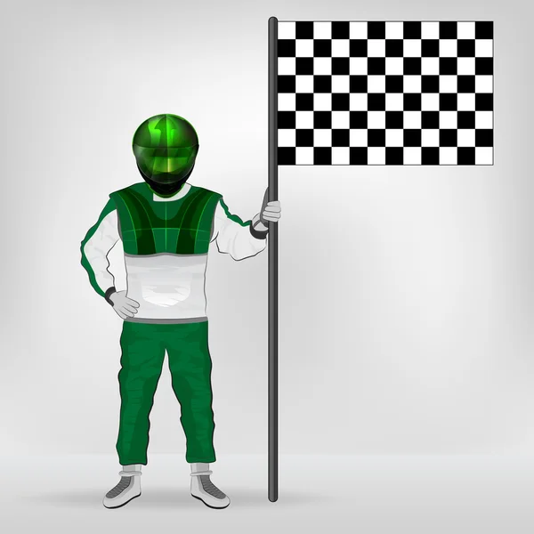 Groene algemene staande racer bedrijf gecontroleerd vlag vector — Stockvector